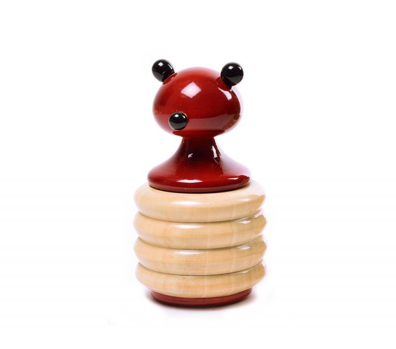 Animals craft titled 'Benny Wooden Rattle', 2x2x4 inches, by artist Vijay Pathi on wood