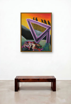 Beside The Black River (The Ravens Perch) by artist Mithun Dasgupta displayed in a Designer Hotel Lobby