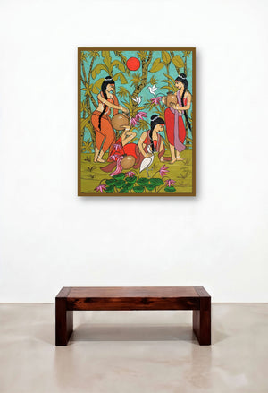 Best Friends (Serene Harmony**) by artist Chetan Katigar displayed in a Boutique Hotel Style Bedroom