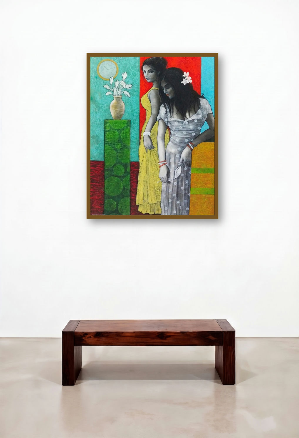 Beyond by artist Ajay Meshram displayed in a Japandi Hotel Lobby