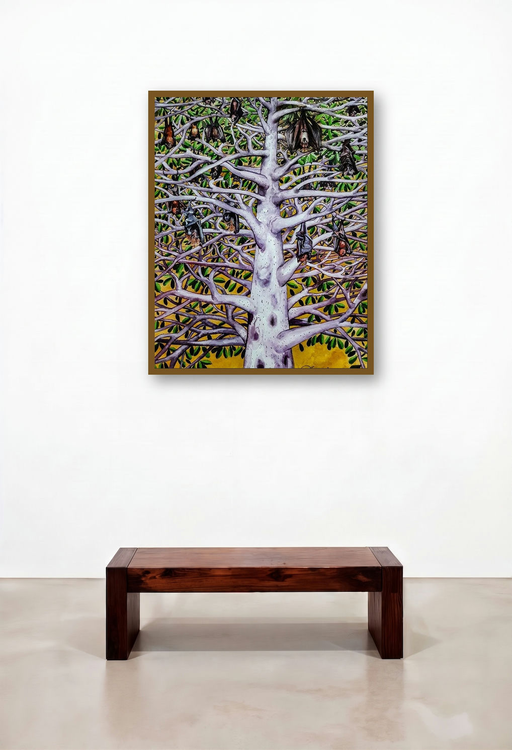 Beyond The Thoughts 2 (Nocturnal Gathering) by artist Anoop Mv displayed in a Urban Loft Reception Area