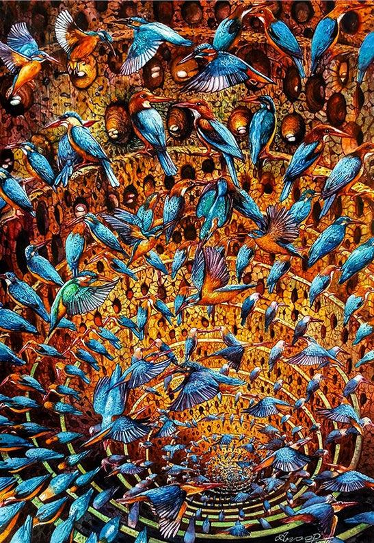 Animals watercolor painting titled 'Beyond The Thoughts 4', 17x12 inches, by artist Anoop MV on Paper