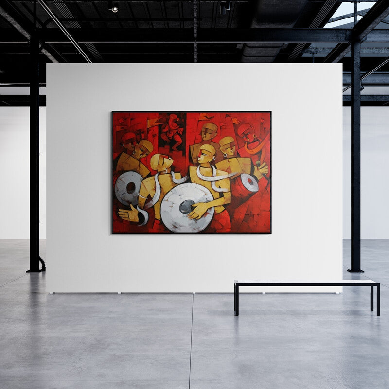 In-situ view of Deepa Vedpathak's 'Bhakti Rang (Rhythm of Devotion)' painting in a room