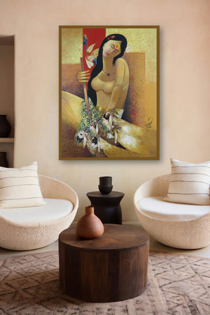 Bhandara (Pastoral Dreams) by artist Raosaheb Gurav displayed in a Indian Art gallery