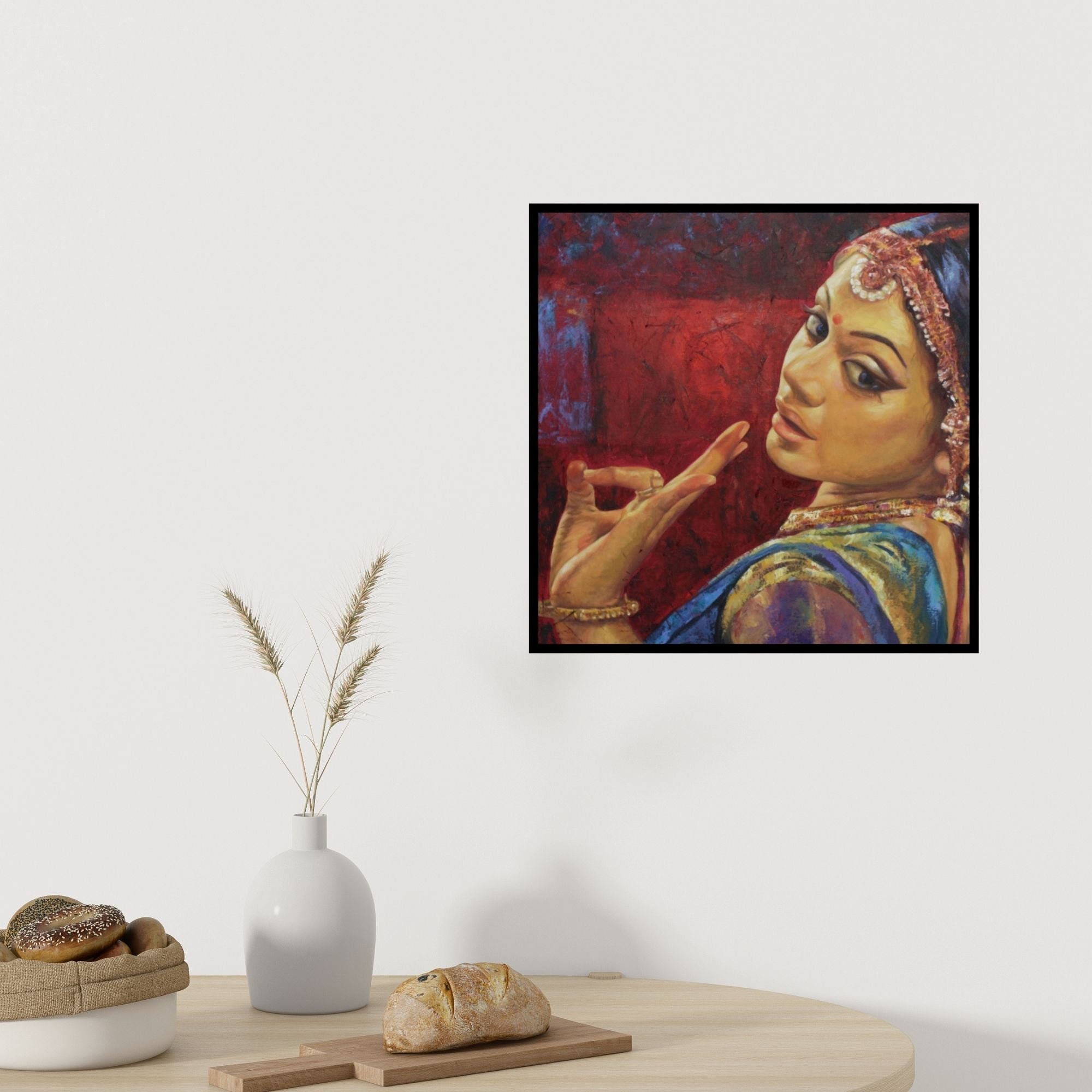 In-situ view of Ashis Mondal's 'Bharatanatyam 6' painting in a room