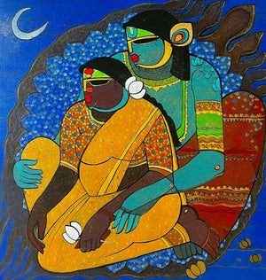 Figurative acrylic painting titled 'Bhramanti', 24x24 inches, by artist Priyanka Chivte on Canvas