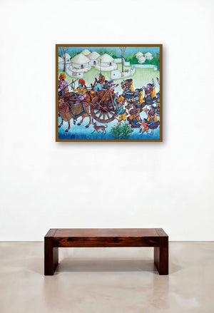 Bidayi (A Festive Journey) by artist Anand Sonar displayed in a Mid-Century Modern Living Room
