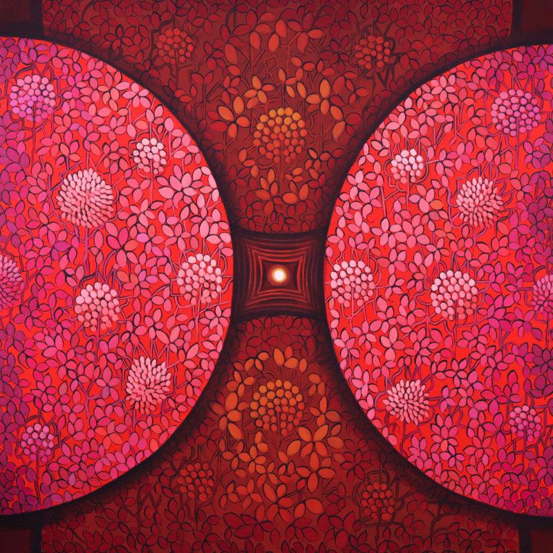 contemporary acrylic painting titled 'BINDU Series 2', 30x30 inches, by artist NITU CHHAJER on Canvas