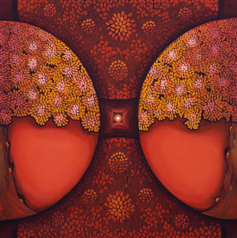 contemporary acrylic painting titled 'BINDU The Consciousness Series 4', 36x36 inches, by artist NITU CHHAJER on canvas