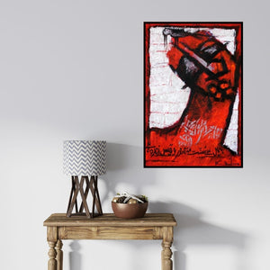 In-situ view of A S Rind's 'With Bird' painting in a room