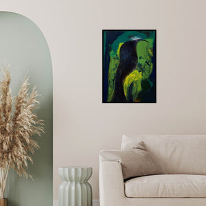 In-situ view of Debabrata Hazra's 'The Bird (The Watcher)' painting in a room