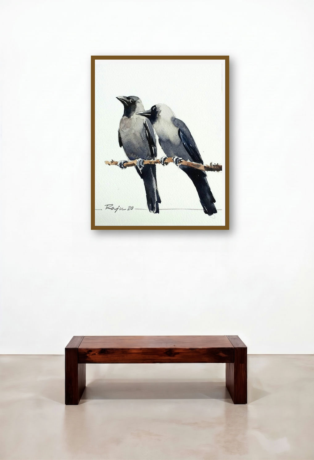 Bird 9 (A Crow's Conversation) by artist Raju Sarkar displayed in a Elegant Home Office
