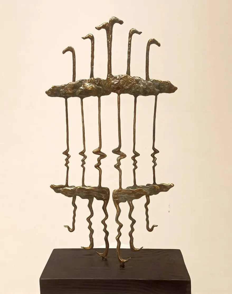 Animals sculpture titled 'Birds 1', 38x20 inch, by artist Rohan Pawar on Brass
