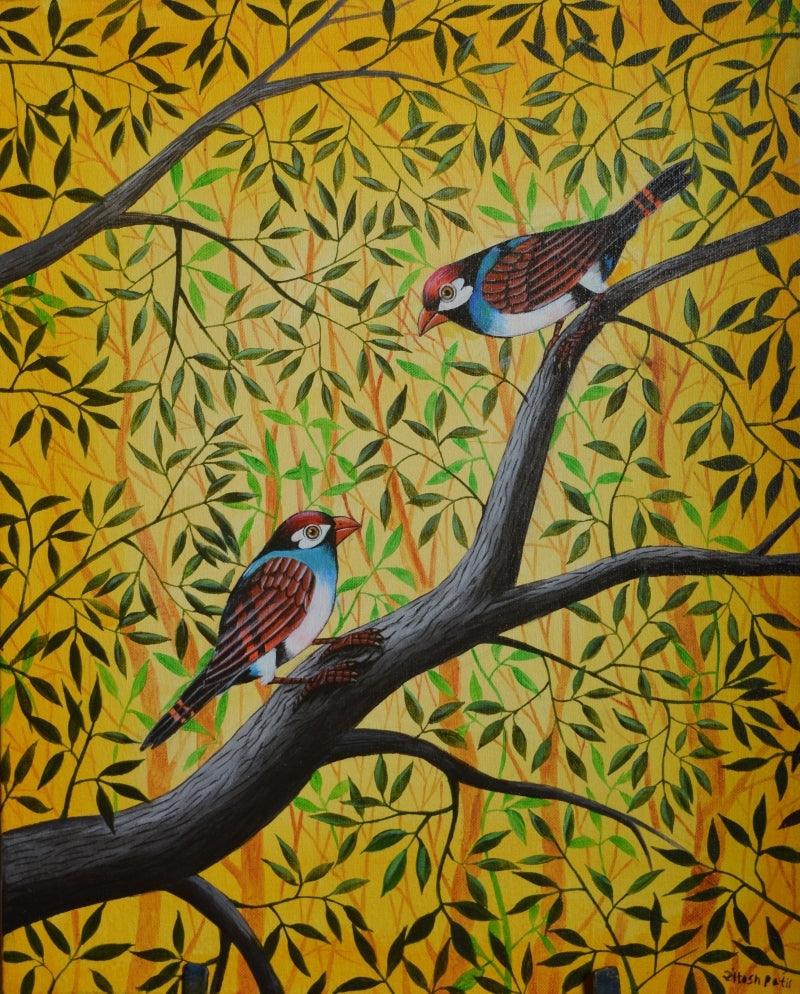 Animals acrylic painting titled 'Birds 1002', 20x16 inches, by artist Santosh Patil on Canvas