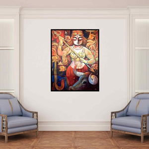 In-situ view of Subrata Ghosh's 'Bishalakshi' painting in a room