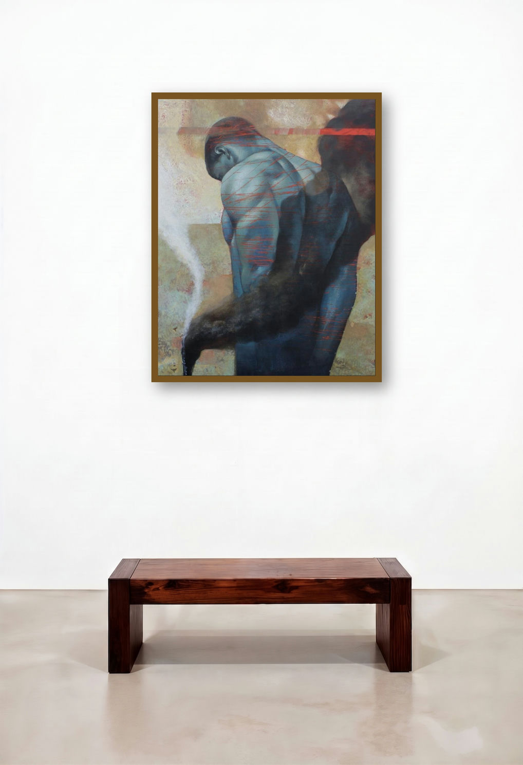 Black And White 1 (The Burden of Destiny) by artist Ashis Mondal displayed in a Industrial Foyer