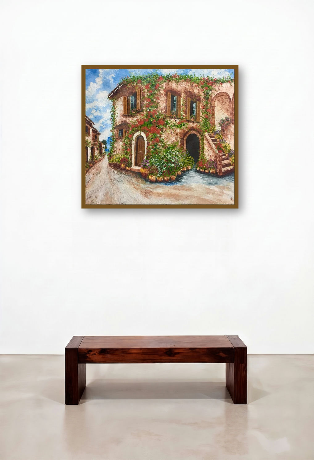Blessed State (A Corner of Tuscany) by artist Shilpi Singh Patel displayed in a Coastal Lounge