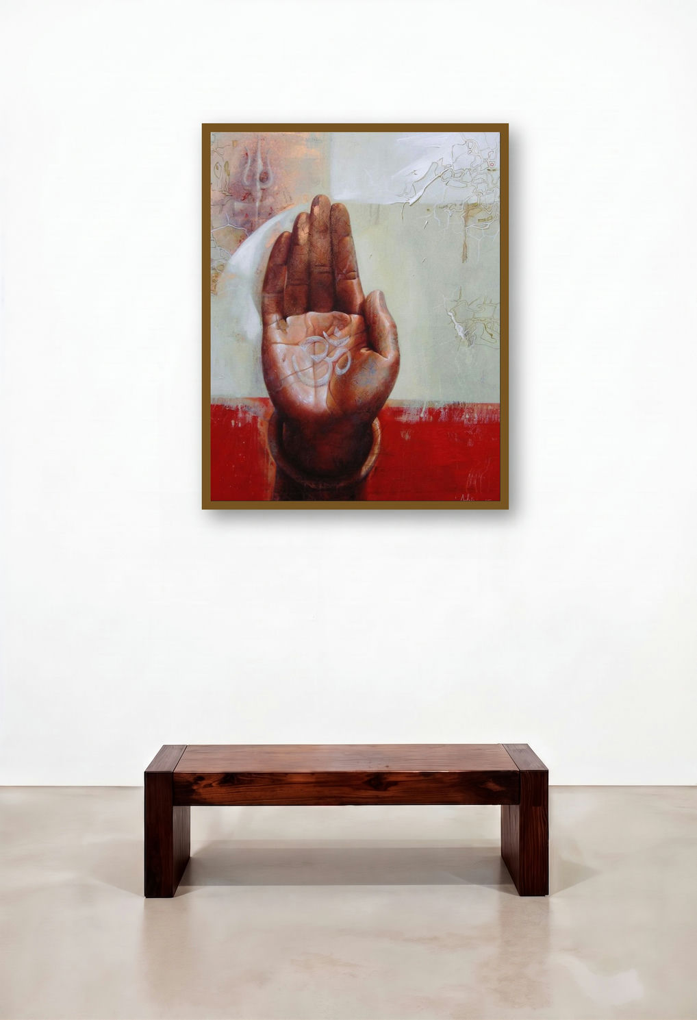 Blessings 15 (The Hand of Blessings) by artist Ashis Mondal displayed in a Transitional Dining Room