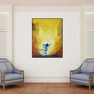 'Bliss (Rhythmic Energy)' painting by Durshit Bhaskar shown on a wall in a furnished room.