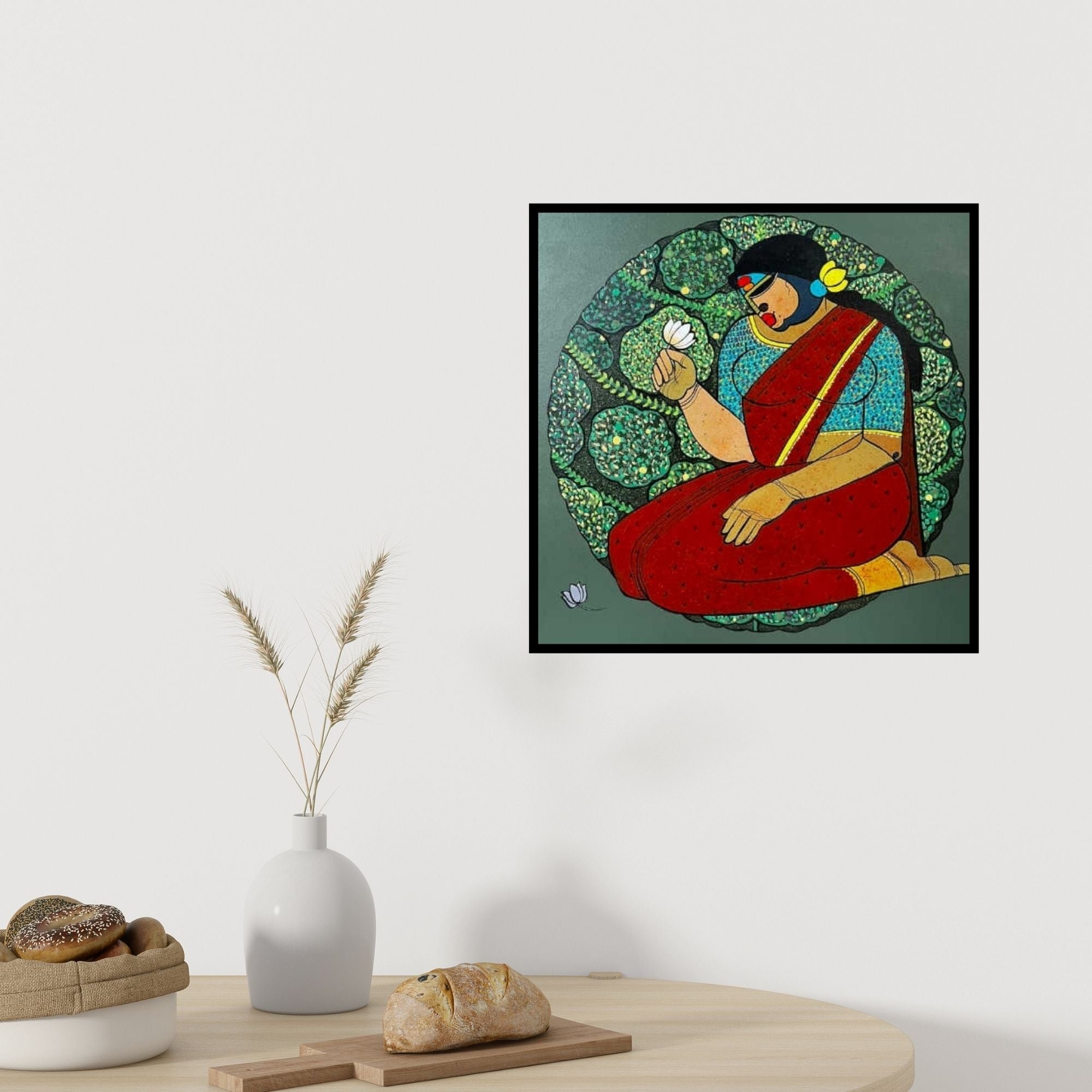 In-situ view of Priyanka Chivte's 'Blooming (Serene Beauty**)' painting in a room