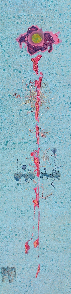 Blooming 2 (The Cosmic Bloom) by Rajneesh Singh, Original Acrylic Abstract Painting on Canvas, Small Vertical Wall Art