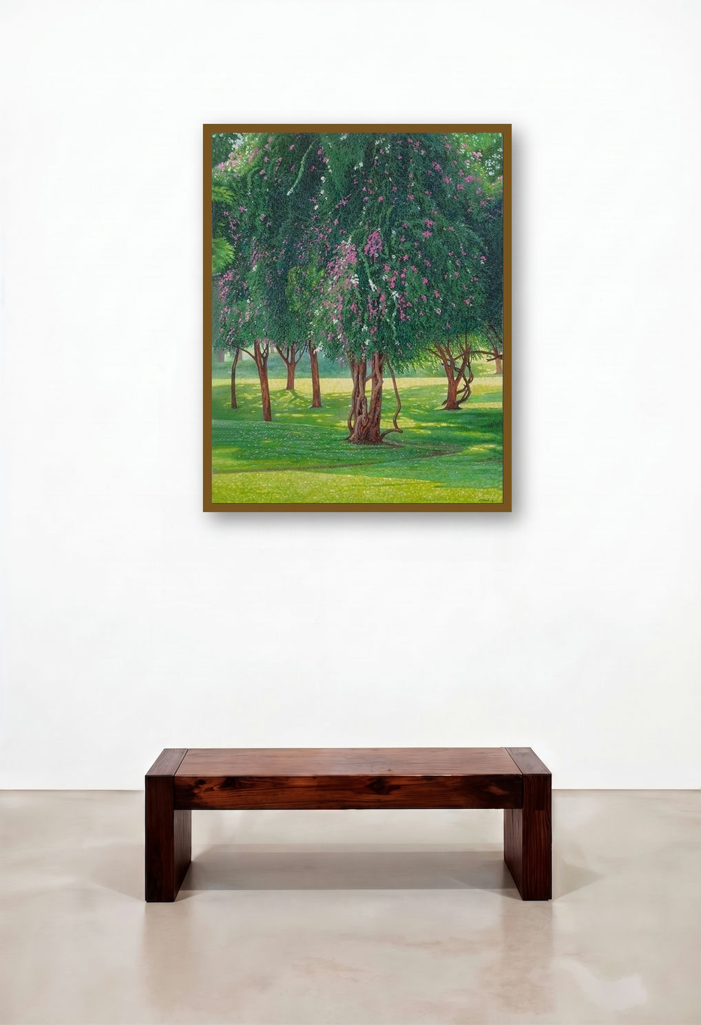 Blooming Beauty (Garden Blossom) by artist Gopal Nandurkar displayed in a Boutique Hotel Style Bedroom