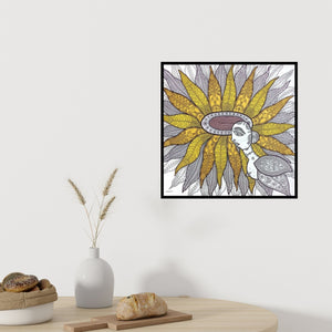 In-situ view of Subhendu Ghosh's 'The Blooming Flower (Bloom Within)' painting in a room