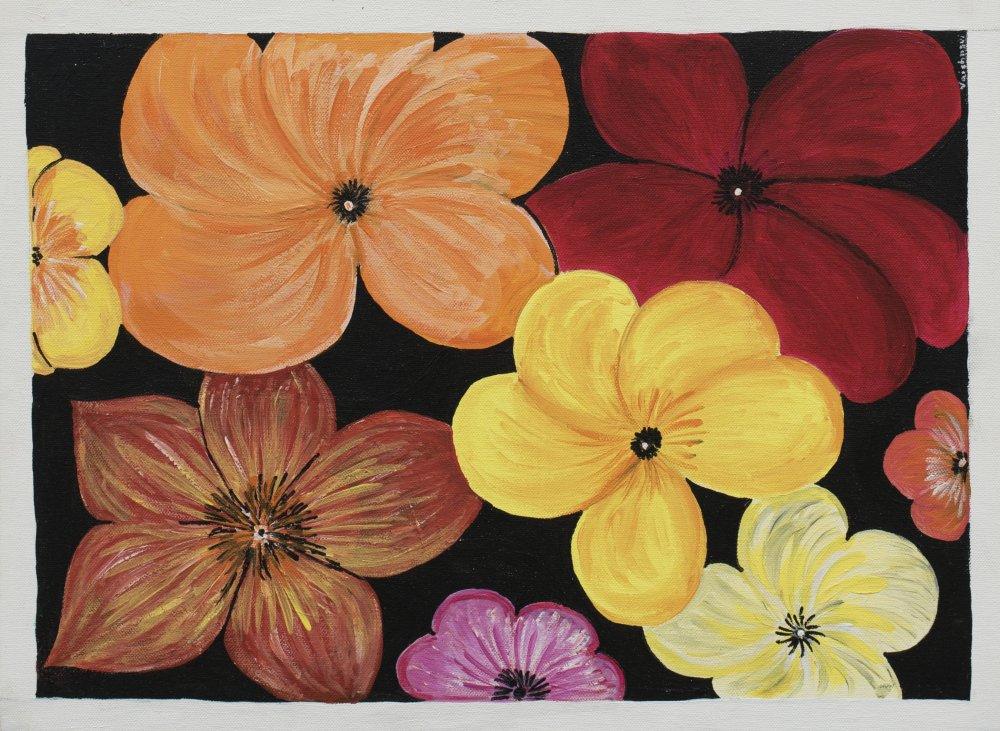 Nature acrylic artcontent titled 'Blooms', 12x17 inches, by artist Vaishnavi on canvas Board