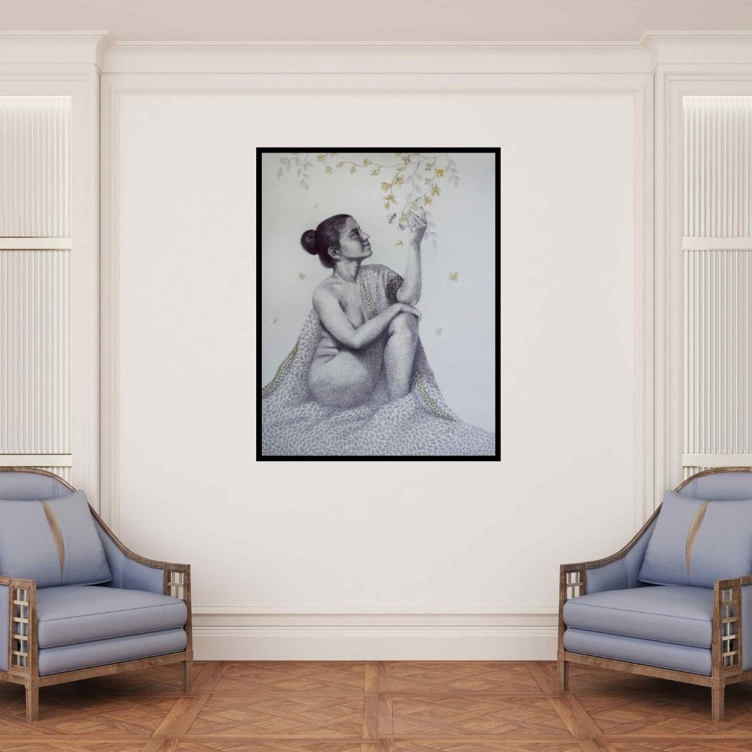 In-situ view of Mansi Sagar's 'Blossom 2' painting in a room