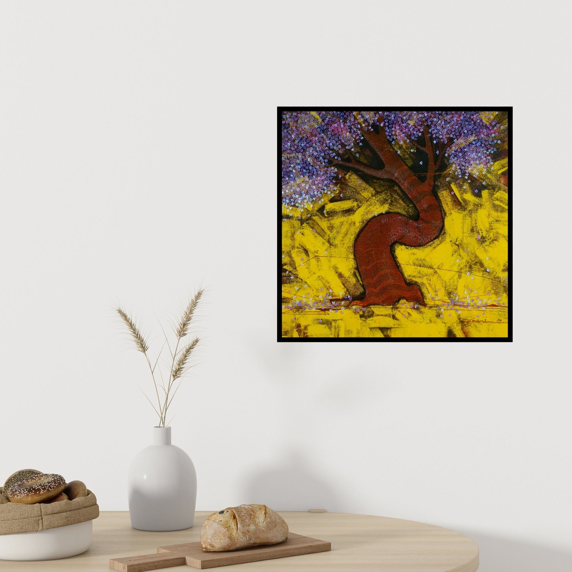 In-situ view of Rahul Dangat's 'Blossom (Resilience in Bloom)' painting in a room