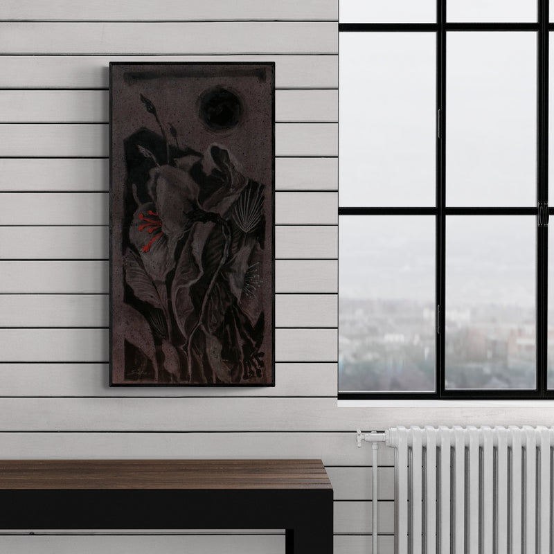 In-situ view of Sulakshana Dharmadhikari's 'Blossom 4 (Night Bloom II)' painting in a room