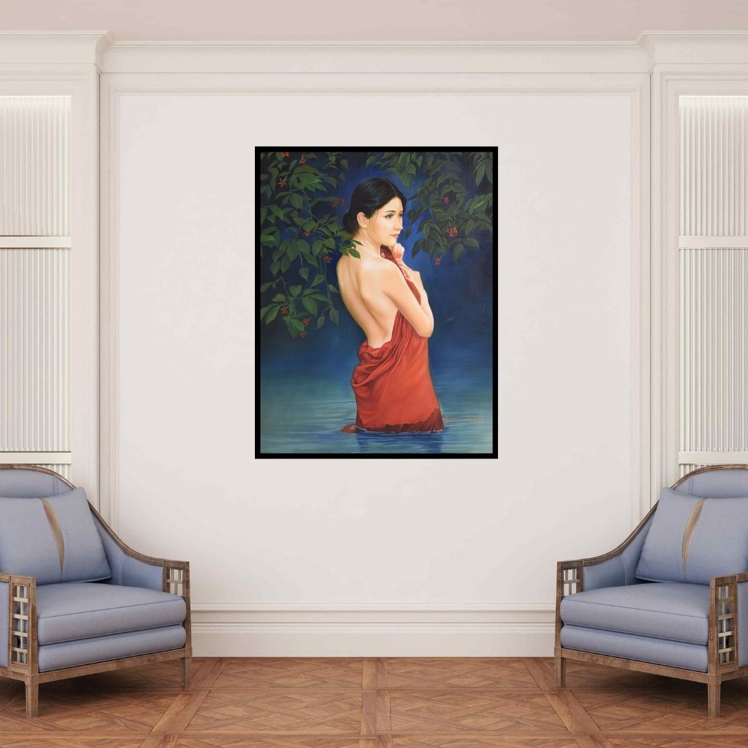 In-situ view of Kamal Rao's 'Blossom (Lust)' painting in a room