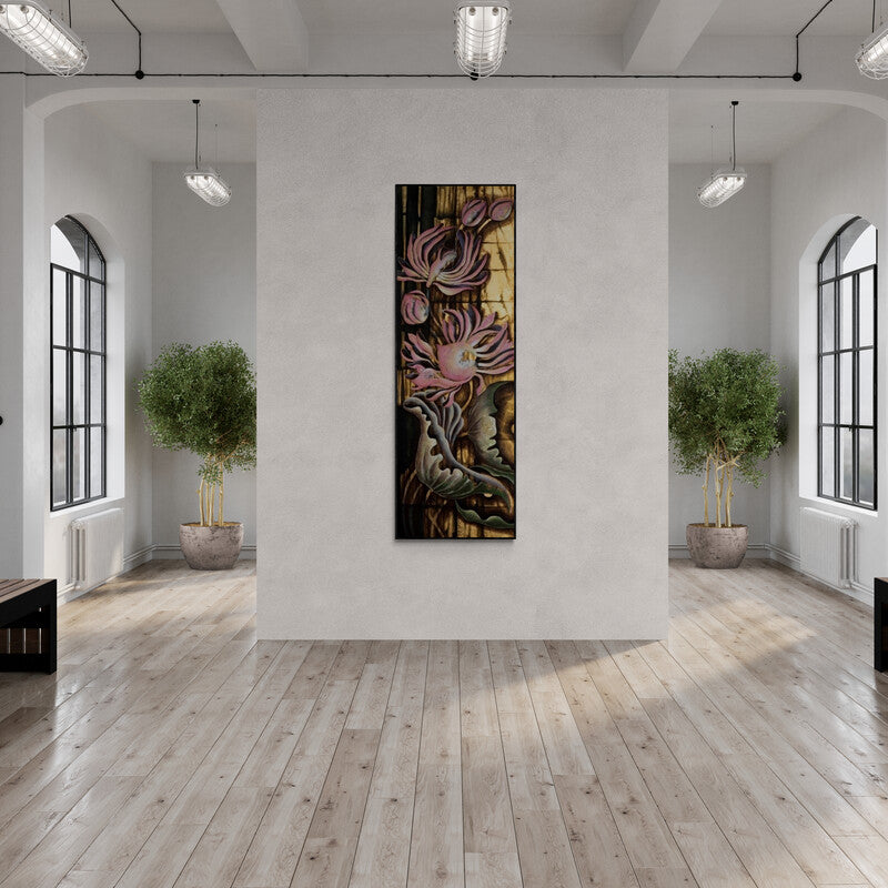 In-situ view of Ruchi Singhal's 'Blossoms Born (Blooming Abundance)' painting in a room