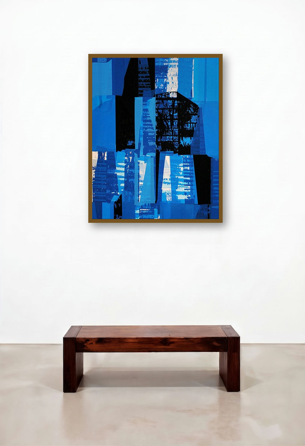 Blue Black (Urban Tapestry**) by artist Gajanan Kabade displayed in a Boutique Hotel Style Lounge