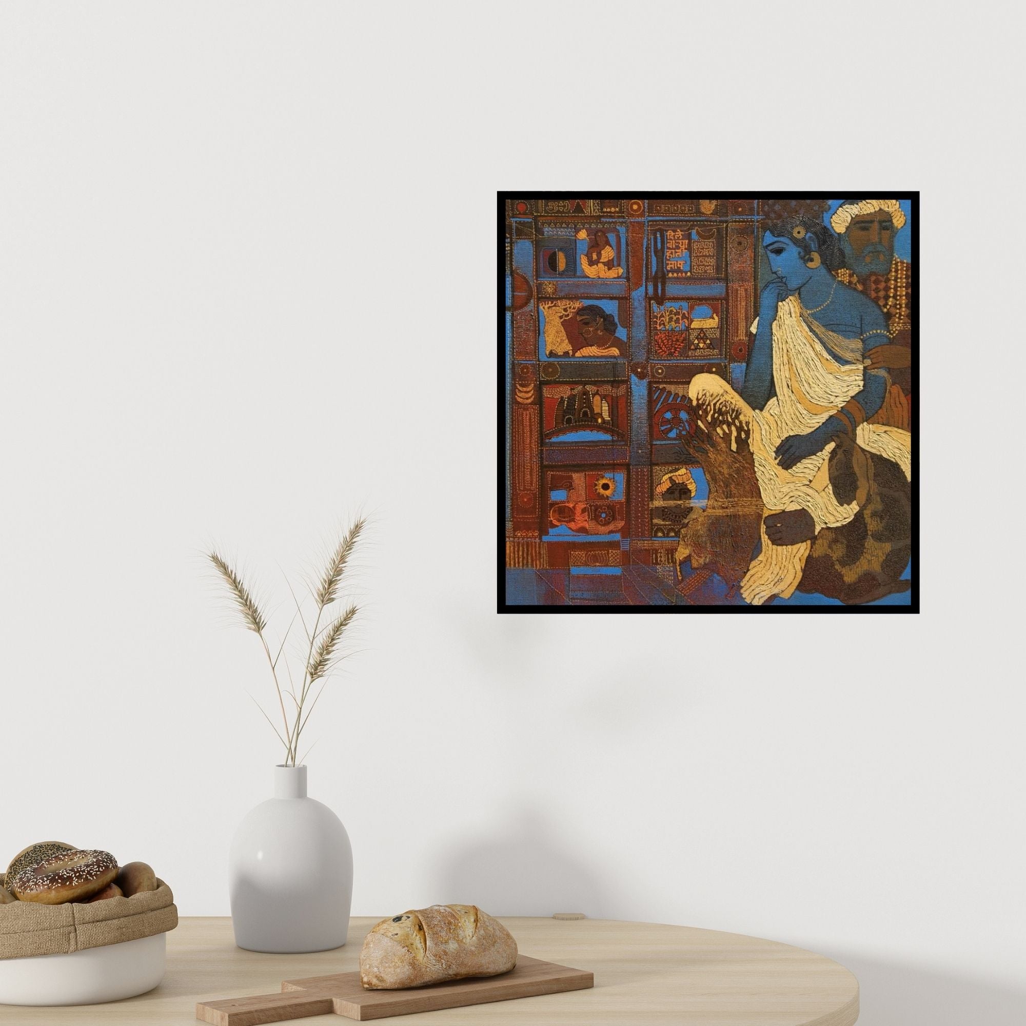 In-situ view of Siddharth Shingade's 'Blue Door' painting in a room