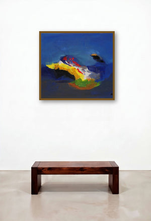 Blue Ride Iv (Azure Horizons) by artist Sadhna Raddi displayed in a Traditional Penthouse