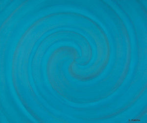 Blue Spiral (Azure Vortex) by SIMON MASON, Print Oil Abstract Painting on Canvas, X-Small Horizontal Wall Art