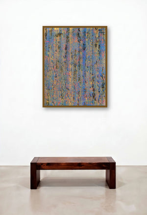 Blue Vector (Golden Threads) by artist Chetan Katigar displayed in a Contemporary Luxury Home Office