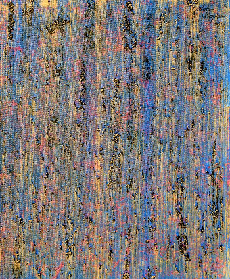 Abstract acrylic painting titled 'Blue Vector', 23x19 inches, by artist Chetan Katigar on canvas