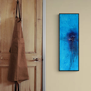 In-situ view of Dnyaneshwar Dhavale's 'Blue 20 (Deep Dive)' painting in a room