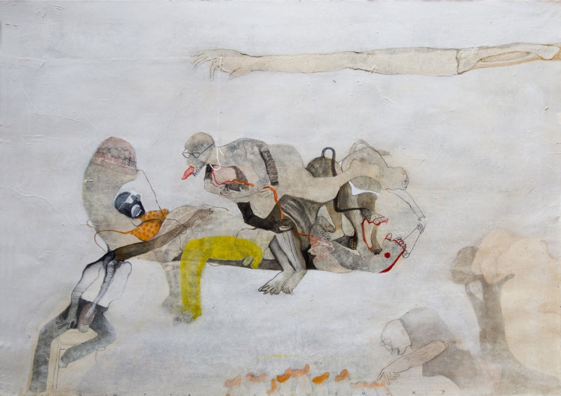 Boat' contemporary mixed-media painting by artist Susmita Chowdhury, 22x30 inch, on treated paper