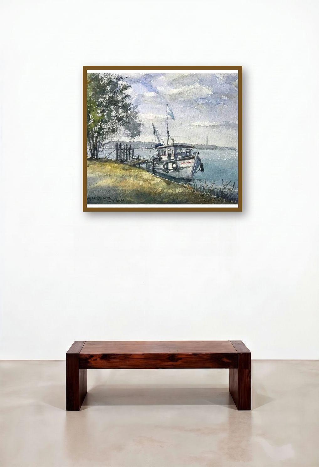 Boat Kodi Beach Ksfarvez (Coastal Calm) by artist Ks Farvez displayed in a Art Deco Home Office