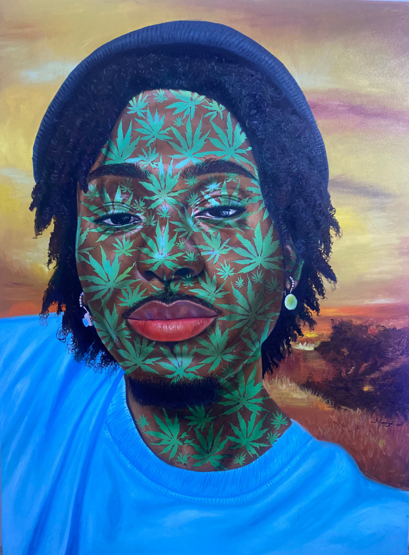 'Bold And Beautiful 4' figurative oil painting by artist Ganiyat Abdulazeez, 48x36 inch, on canvas