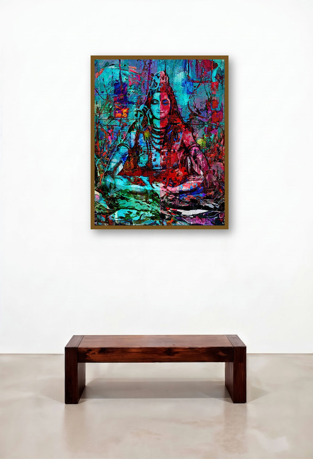 Bolenath (Shiva Cosmic Meditation) (Cosmic Shiva) by artist Anil Kumar displayed in a Traditional Hallway
