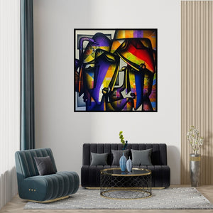 Preview of 'Bond Of Love 3' Painting by Jagannath Paul shown on a wall in a furnished room.