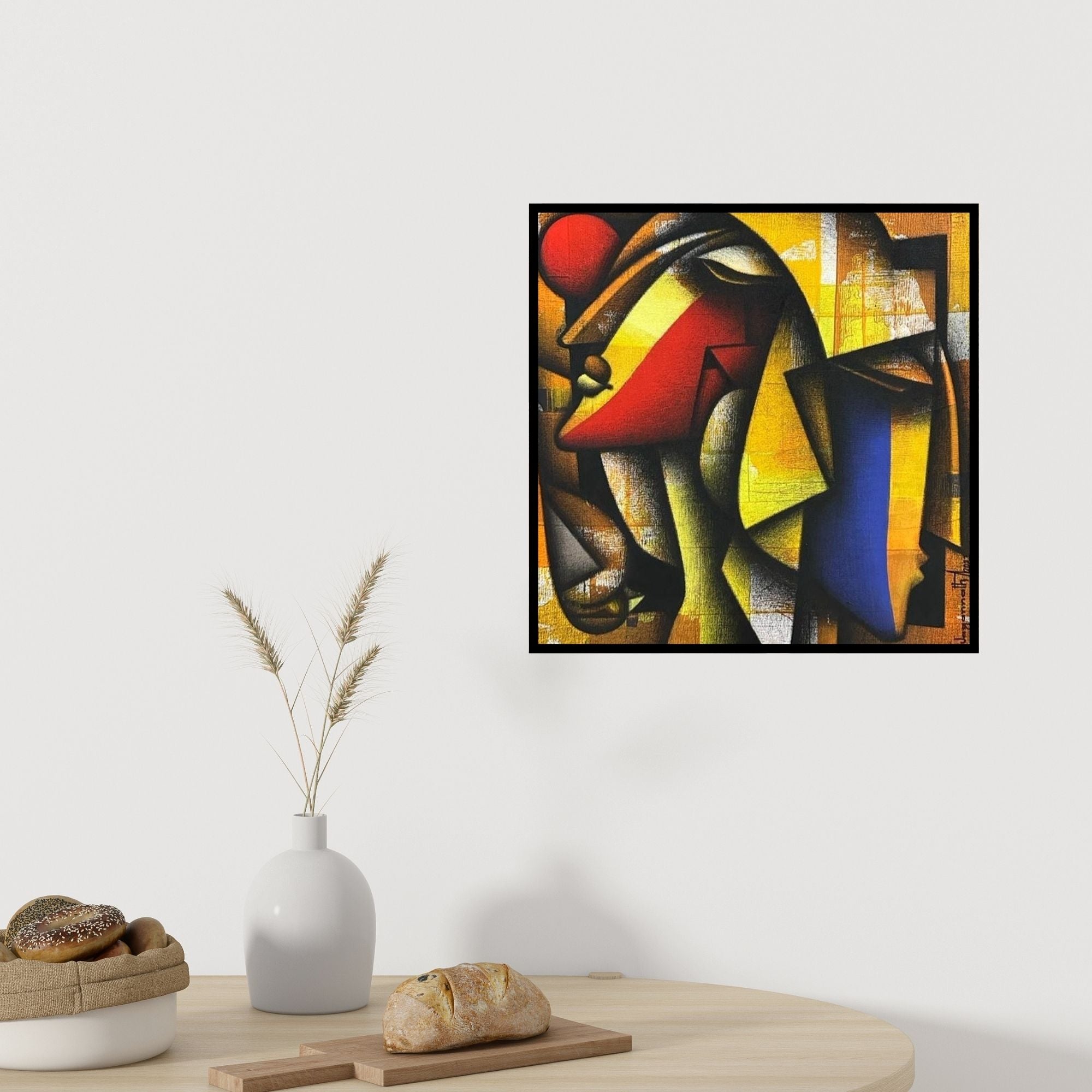 In-situ view of Jagannath Paul's 'Bond Of Love 7 (Silent Dialogue)' painting in a room