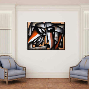 'Bond Of Love Series 1' painting by Jagannath Paul shown on a wall in a furnished room.