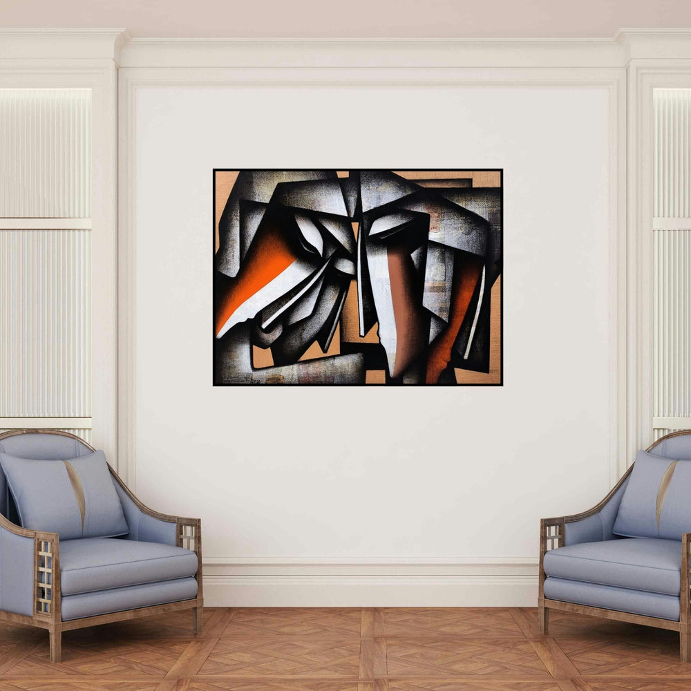 'Bond Of Love Series 1' painting by Jagannath Paul shown on a wall in a furnished room.