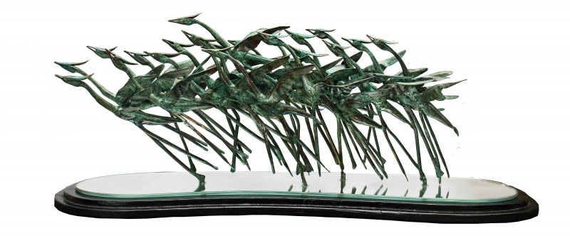 Bonhomie' animals Copper sculpture by artist Biplab Sarkar 2, 10x24 inch, on copper