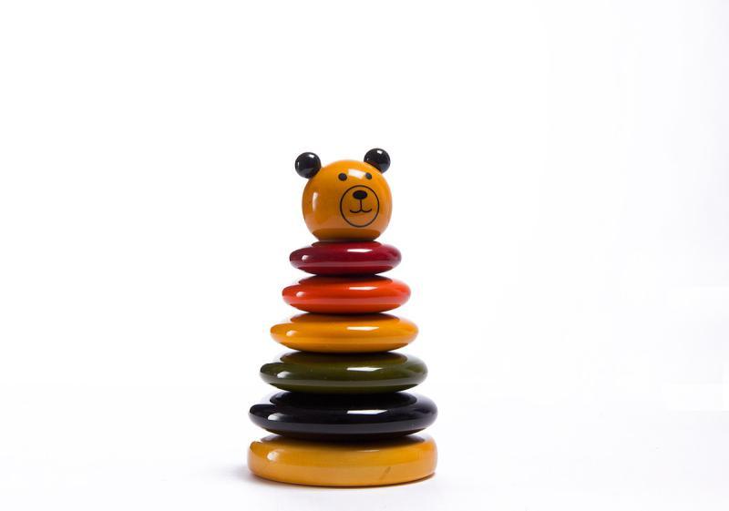 Toys craft titled 'Bonobo Stacking Wooden Toy', 5x3x3 inches, by artist Vijay Pathi on wood